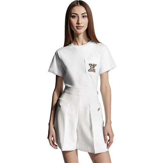 Classic White High-Waisted Shorts with Pockets