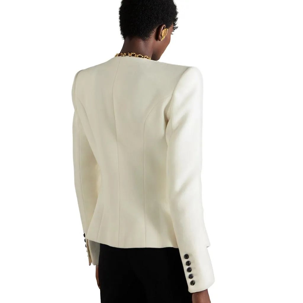 Ivory Blazer with Contrasting Black Buttons