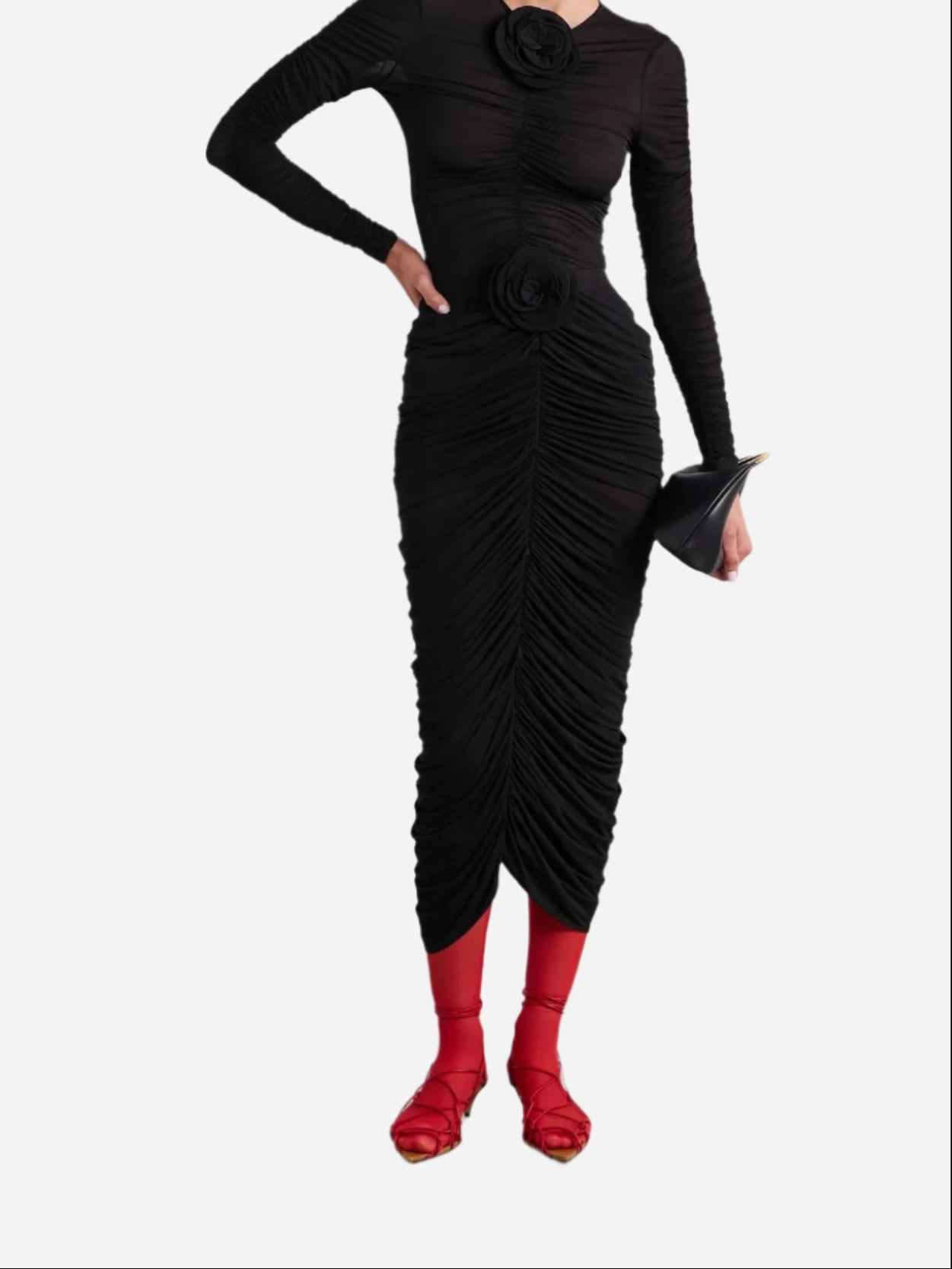 Elegant Ruched Jersey Skirt in Black