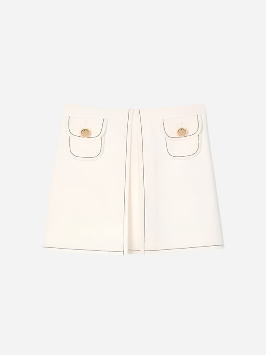 Nautical Chic Short Skirt with Inverted Pleat