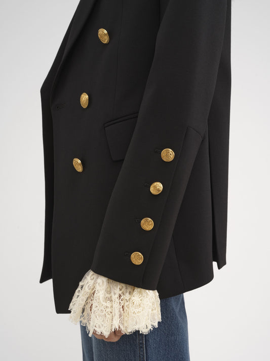 Double-Breasted Blazer with Buttoned Sleeves