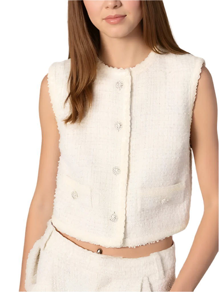 Wide Leg High Waist Pants in Light Tweed