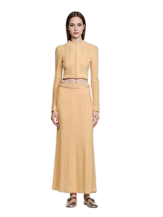 Long Sleeved Crop Top in Delicate Knit Linen