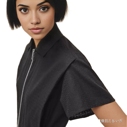 Edgy Chic Midi Shirt Dress