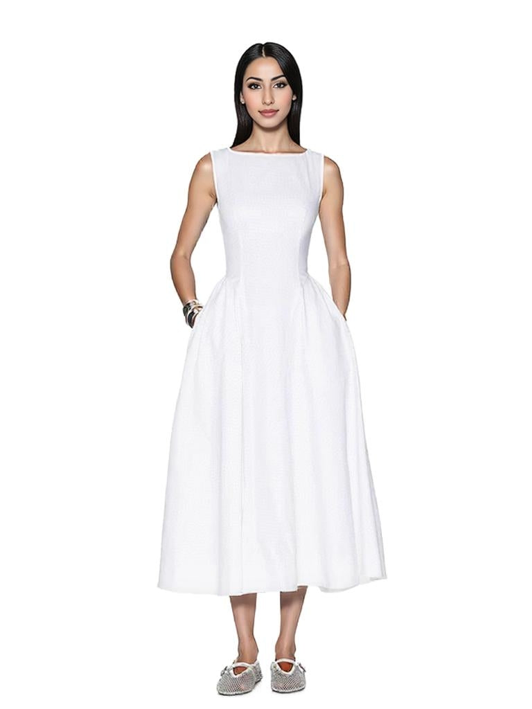 Sleeveless Midi Dress with Circle Skirt