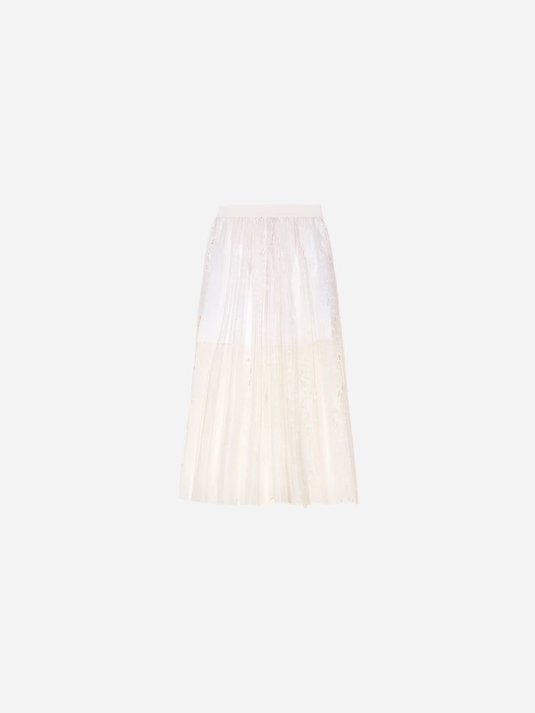 Embroidered Cotton Lace Tea Length Skirt