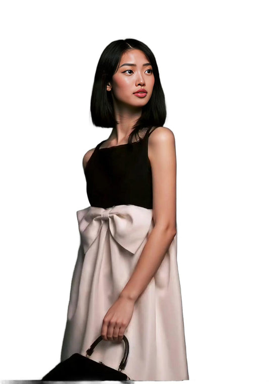 Mini Dress with High-Waisted Circle Skirt with Maxi Bow