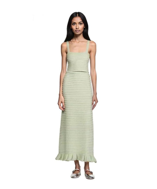 Textured Knit Bodice Top with Maxi Straps