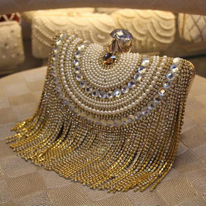 Clutch Bag with Rhinestone Tassels