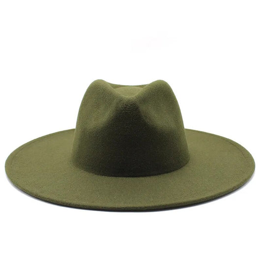 Fedora with Wide Brim in Olive Green