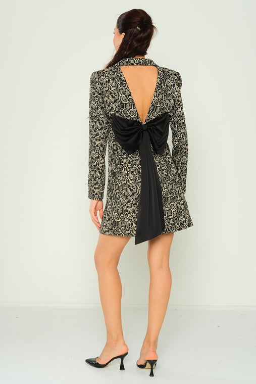 Coat Dress with Cut Out Back and Maxi Bow