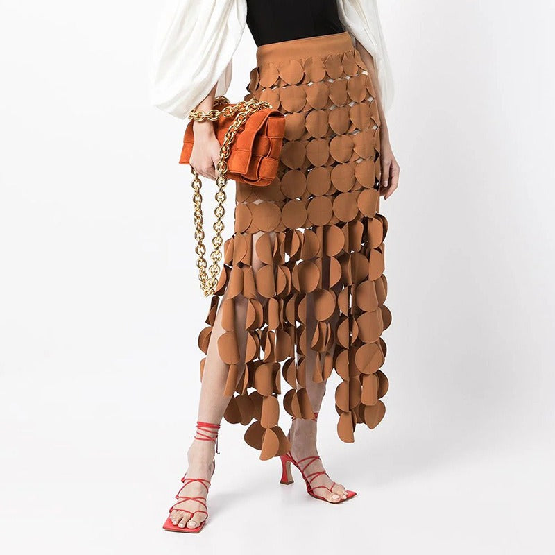 High Waist Skirt with Coterie Fringes