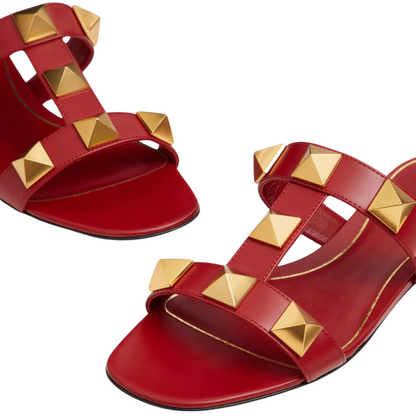 Roman Style Sandals in Red Genuine Leather