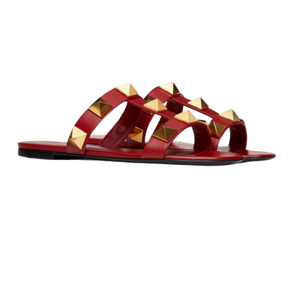 Roman Style Sandals in Red Genuine Leather