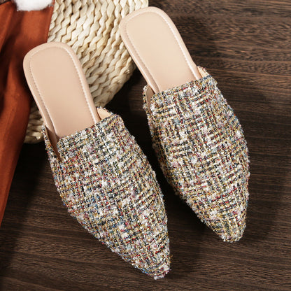 Mules in Tweed with Sequins