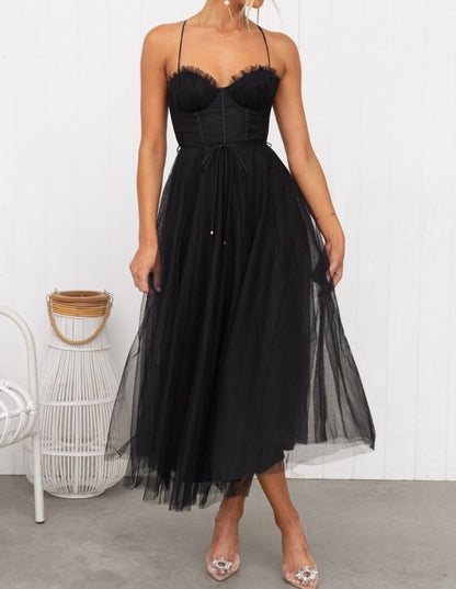 Midi Dress in Tulle with Sweetheart Neckline