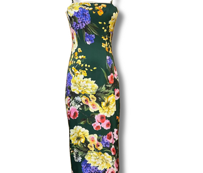 Silk Midi Dress with Floral Print