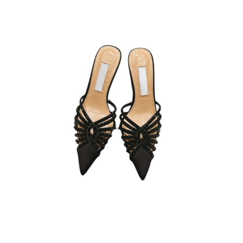 Pointed Toes Mules with Cut-outs