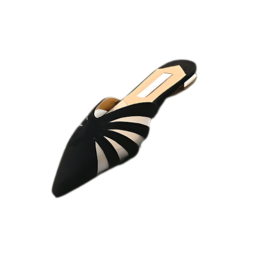 Pointed Toes Mules in Suede Leather with Tulle Inserts