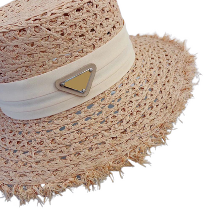 Fitted Raffia Flat Top Hat