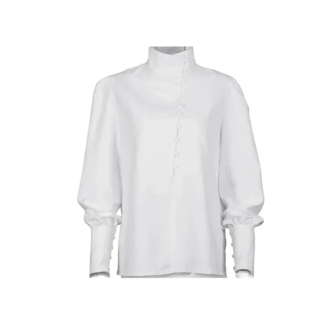 Shirt with Long Sleeves and Stand-up Collar