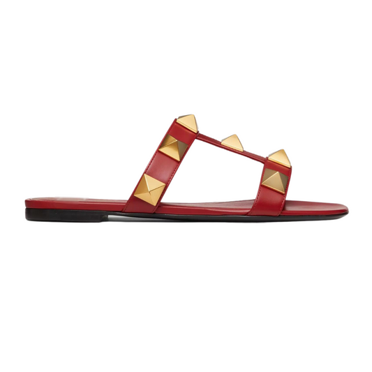 Roman Style Sandals in Red Genuine Leather