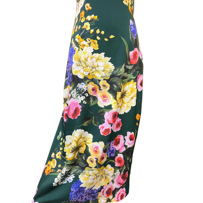 Silk Midi Dress with Floral Print