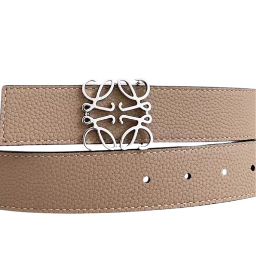 Grosgrain Leather Belt with Silver Buckle