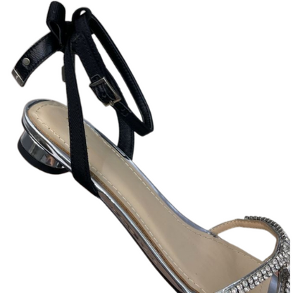 Silver Laminated Sandals in Genuine Leather