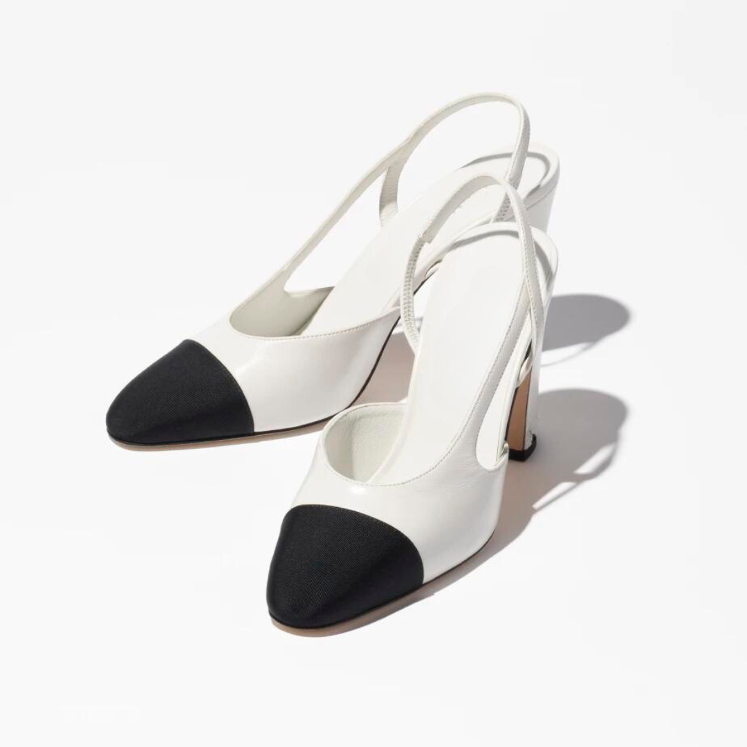 Classic Dual Tone Slingback Heels in Genuine Leather