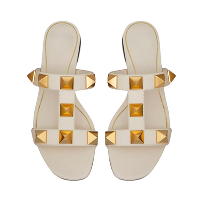 Roman Style Sandals in White Genuine Leather