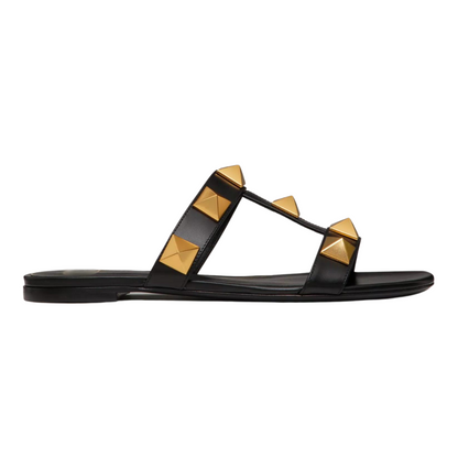 Roman Style Sandals in Black Genuine Leather