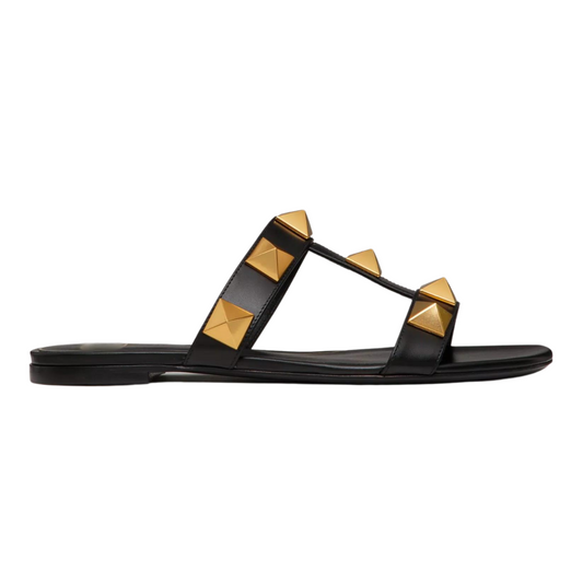 Roman Style Sandals in Black Genuine Leather