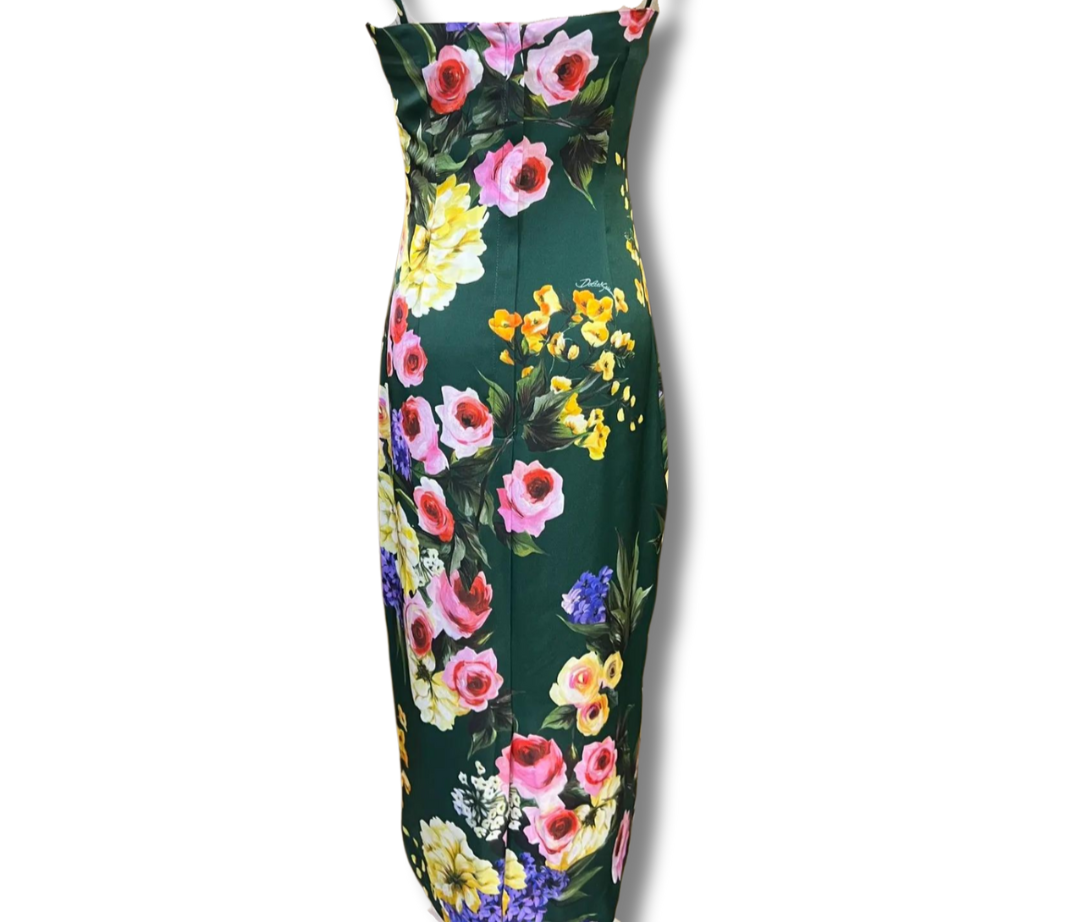 Silk Midi Dress with Floral Print