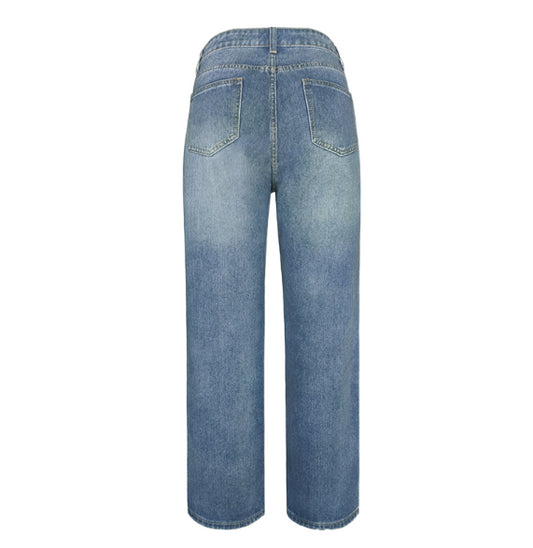 Zkrácené džíny s vysokým pasem a širokými nohavicemi