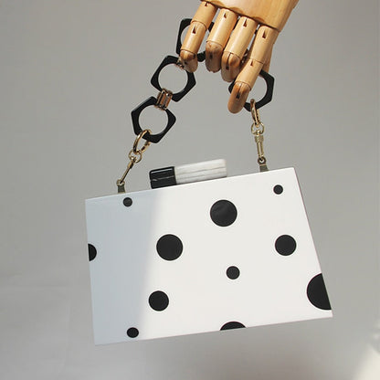Clutch Bag in Polka Dot Acrylic