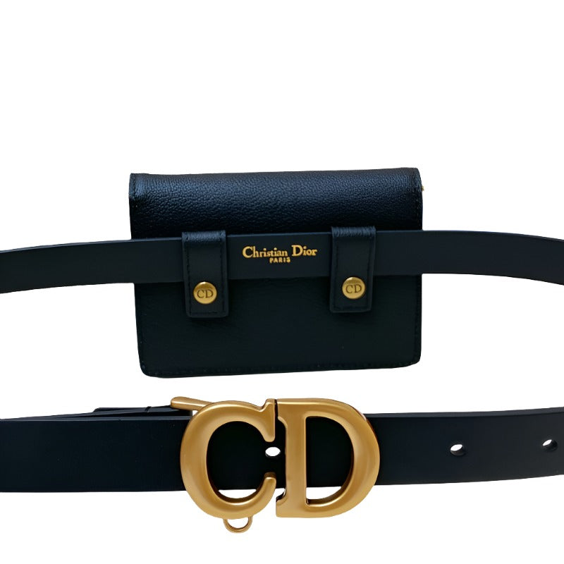 Belt with Bag in Black Genuine Leather