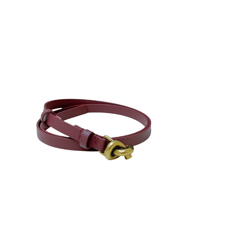 Genuine Leather Belt with Knotted Buckle