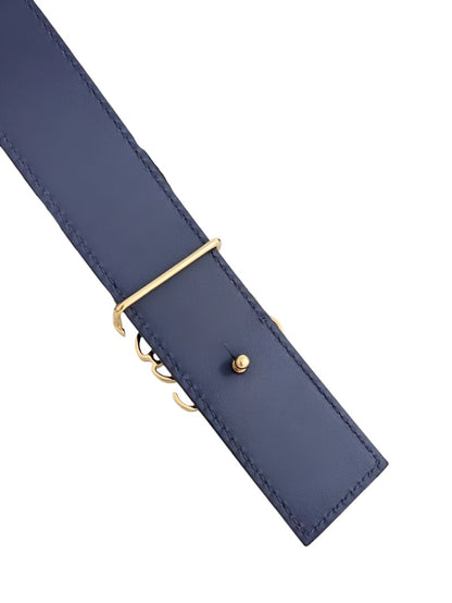 Grosgrain Leather Belt with Gold Buckle