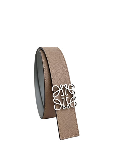 Grosgrain Leather Belt with Silver Buckle