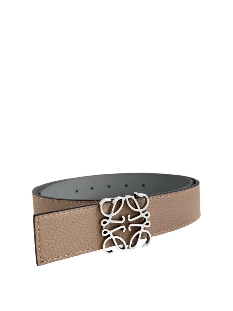 Grosgrain Leather Belt with Silver Buckle