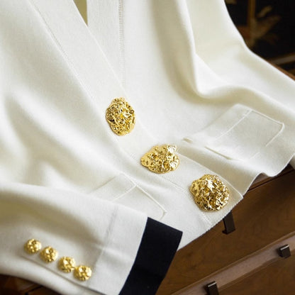 Gold Buttoned Cropped Cardigan