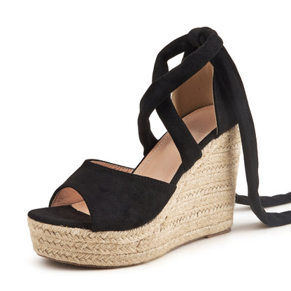 Espadrille Sandals with Open Toe and Laces