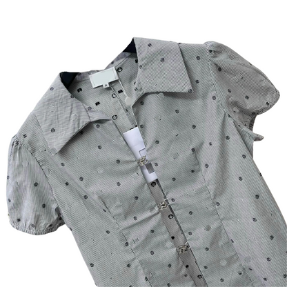 Short Sleeved Hirt with Hook Buttons