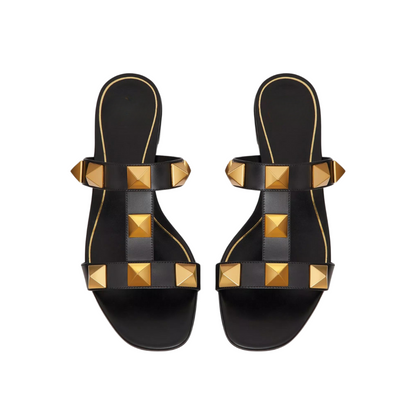 Roman Style Sandals in Black Genuine Leather