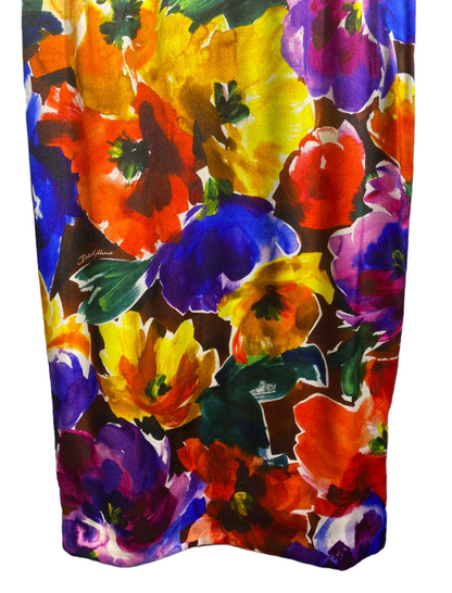 Silk Pencil Midi Dress with Floral Print