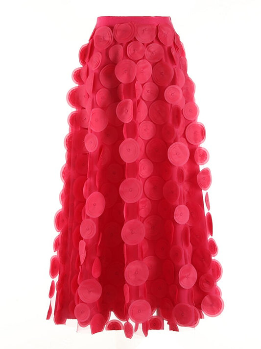 Tylová midi sukně s vykrojenými kruhy