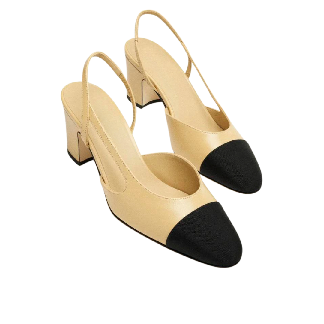 Classic Dual Tone Slingback Heels in Genuine Leather