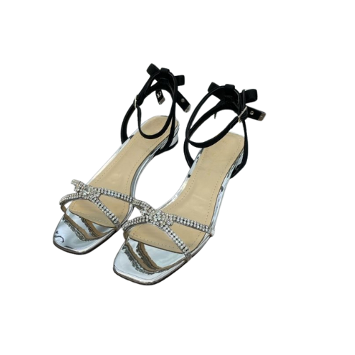 Silver Laminated Sandals in Genuine Leather