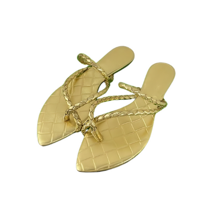 Braided Strap Sandals in Genuine Leather